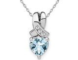 1.00 Carat (ctw) Aquamarine Heart Pendant Necklace In Sterling Silver with Chain